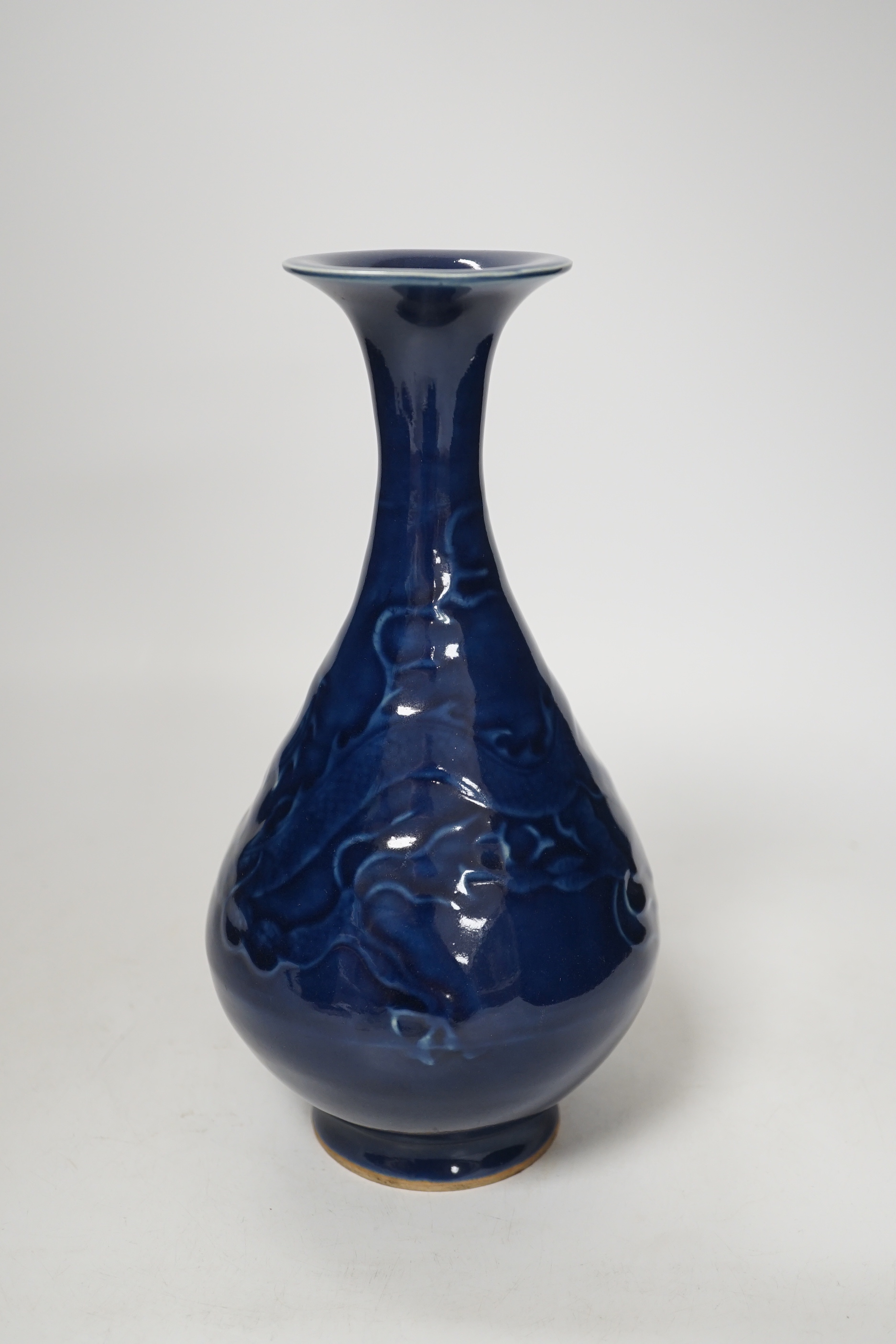 A Chinese blue monochrome vase, 24cm high